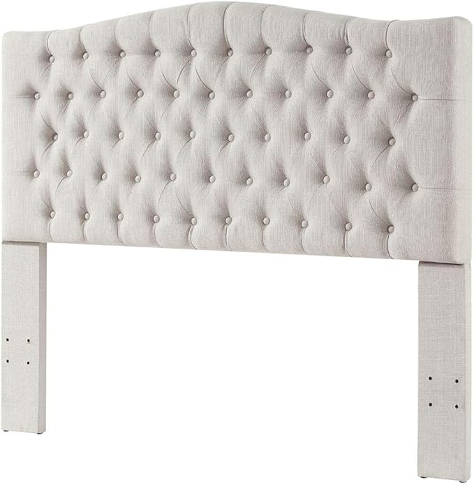 24KF Upholstered Tufted Button Linen Fabric Headboard,Comfortable Fashional Headboard Queen/Full Size,Ivory-Ruum Studio Home