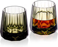 KAMMAK Crystal Whiskey Glasses Set of 2, Handcrafted 6.76oz Old Fashioned Glasses Stemless, Luxury Cocktail Glasses, Hand Blown Scotch Cup for Women, Men Gift for Rocks, Bourbon, Bar Barware-Ruum Studio Home