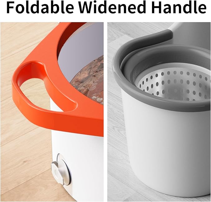 Spin Mop and Bucket with Separate Dirty and Clean Water,360° Spin Mop and Bucket System with Widening Foldable Handle,4 Replaceable Mop Pads,Square Mop for Floor Hardwood Marble Wall Cleaning-Ruum Studio Home
