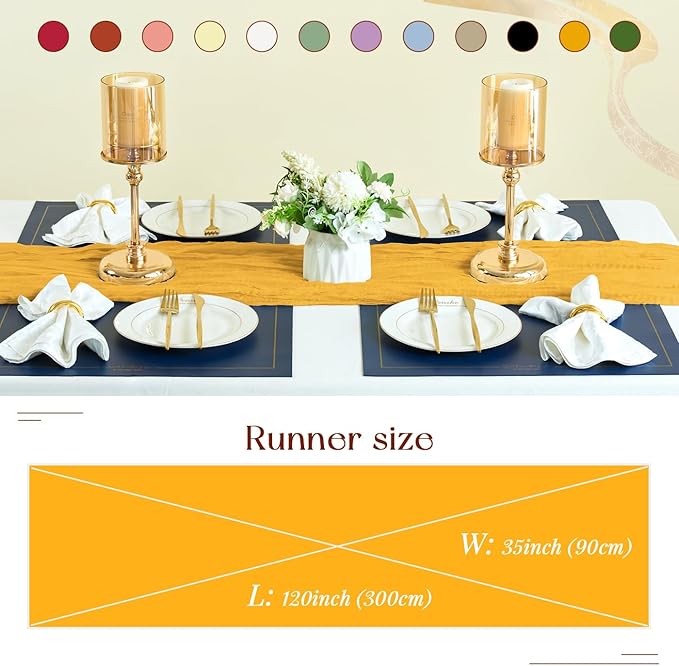 Sioloc Yellow Cheesecloth Table Runner Fall Autumn Decor for Home 10ft Table Cloth for Wedding Birthday Party Halloween Thanksgiving Decorations-Ruum Studio Home