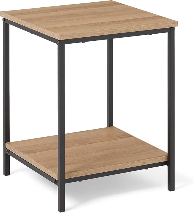 Amazon Basics - End Table with Bottom Shelf, Living Room Side Table, Steel Frame, Wooden Oak-Ruum Studio Home