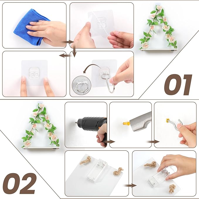 Floating Shelves for Wall,Plant Wall Decor,Hanging Shelf,Cottage Core Decor,Room Decor Aesthetic,Boho Room,Adhesive Shelves,Floating Shelves for No Drilling,Two-Piece Set(Champagne Flower)-Ruum Studio Home