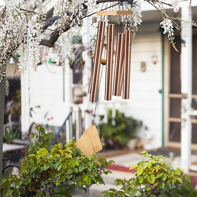 Wind Chimes Outdoor, Deep Tone Memorial Wind Chimes with Hook, Gifts for Mother's Day/Housewarming/Christmas, Patio, Garden, Yard, Home Decor, Copper-Ruum Studio Home
