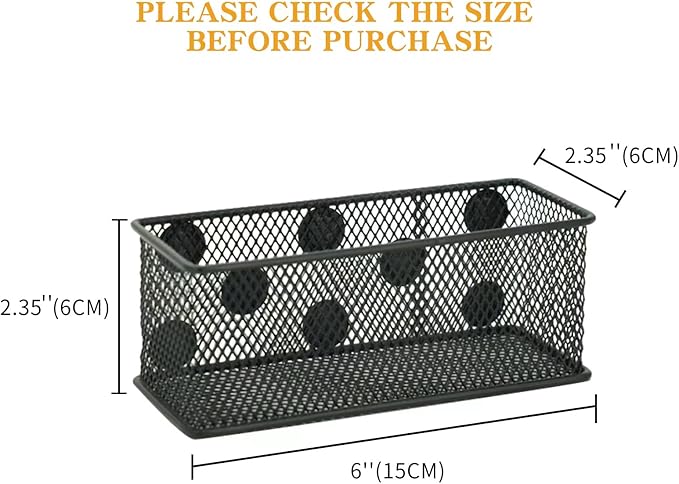 Neudeco Magnetic Locker Organizer and Accessories，Wire Mesh Magnetic Storage Basket ,Magnetic Holder for Dry Erase Markers,Strong Magnet Pen Holder for Fridge School,Pack 3 (Black)-Ruum Studio Home