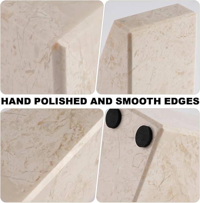 Marble Book Ends Decorative, Unique Bookends for Shelves, Bookends to Hold Heavy Books, Durable Book Holder Stopper for Home Office Desk Bookshelf Decoration, Turkey Natural Marble, Set of 2-Ruum Studio Home