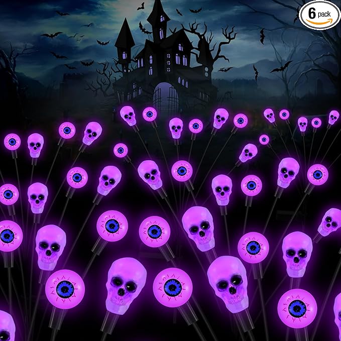 Solar Halloween Lights Outdoor, Scary Eyeball Lights, 4PACK 32LED, IP65 Waterproof, Decor for Garden/Yard/Patio/Lawn/Pathway (Purple)-Ruum Studio Home