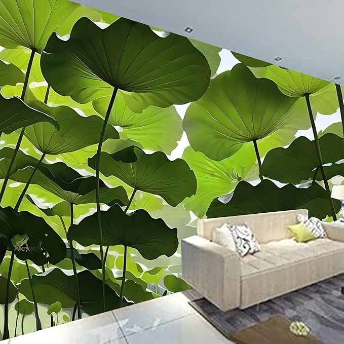 FENDROM Nature Lotus Leaf Tapestry Plant Tapestry Green Natural Scenery Wall Hanging 3D Wall Art For Bedroom Living room Dorm-Ruum Studio Home