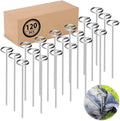 120 Pack Heavy Duty 8 Gauge Galvanized Landscape Fabric Pins, 6 Inch G-Shaped Round Top Weed Barrier Stakes for Garden, Erosion Control, Tent, Ground Cover (Silver)-Ruum Studio Home