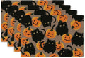 Halloween Placemats Cat Pumpkin Set of 4 Table Mats Seasonal Cute Home Party Kitchen Dining Table Decorations-Ruum Studio Home