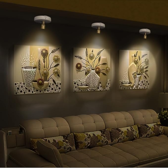 Battery Operated Spotlights, Cordless Picture Light, Dimmable Accent Lighting, Wireless LED Puck Lights, Stick on Lights with Remote for Plant Photo Painting Art Dartboard Portrait-Ruum Studio Home