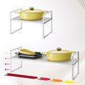 Hole Pattern Expandable Shelf Organizer,1Pack 10.2" Wide Easy to Assemble Cabinet Organizer Shelf, 16.5~27.1" Adjustable Height&Stackable Spice Organization for Cupboard, White-Ruum Studio Home