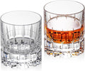 KAMMAK Crystal Whiskey Glasses Set of 2, Luxury 7.78oz Old Fashioned Glasses Stemless, Hand Blown Cocktail Glasses, Handcrafted Engraved Scotch Cup for Women, Men Gift for Bourbon Barware-Ruum Studio Home