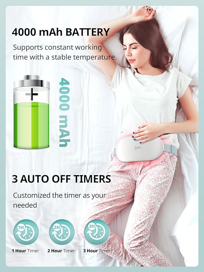 Slimpal Heating Pad for Period Cramps, Plus-Sized Portable Electric Heating Pad, Menstrual Cordless Heat Belt Back, Belly, Waist Pain Relief, Long-Lasting Battery, Gift for Her Girl Women Wife, Beige-Ruum Studio Home