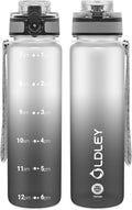 OLDLEY 32 oz Water Bottle, Motivational Water Bottle with Time Marker, Sports Water Bottle With Strap, Leakproof & BPA Free Large Water Bottles for School, Gym, Travel, Outdoor, Tritan,White&Black-Ruum Studio Home