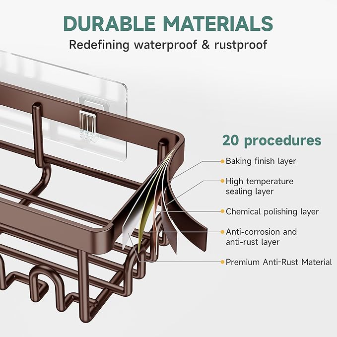 Veken Shower Caddy 6-Pack, No Drilling & Rustproof, Waterproof Adhesive Shelves Rack with Soap Holder, Large Capacity Bathroom Organizers and Storage, Wall-Mounted Kitchen & Home Decor-Ruum Studio Home