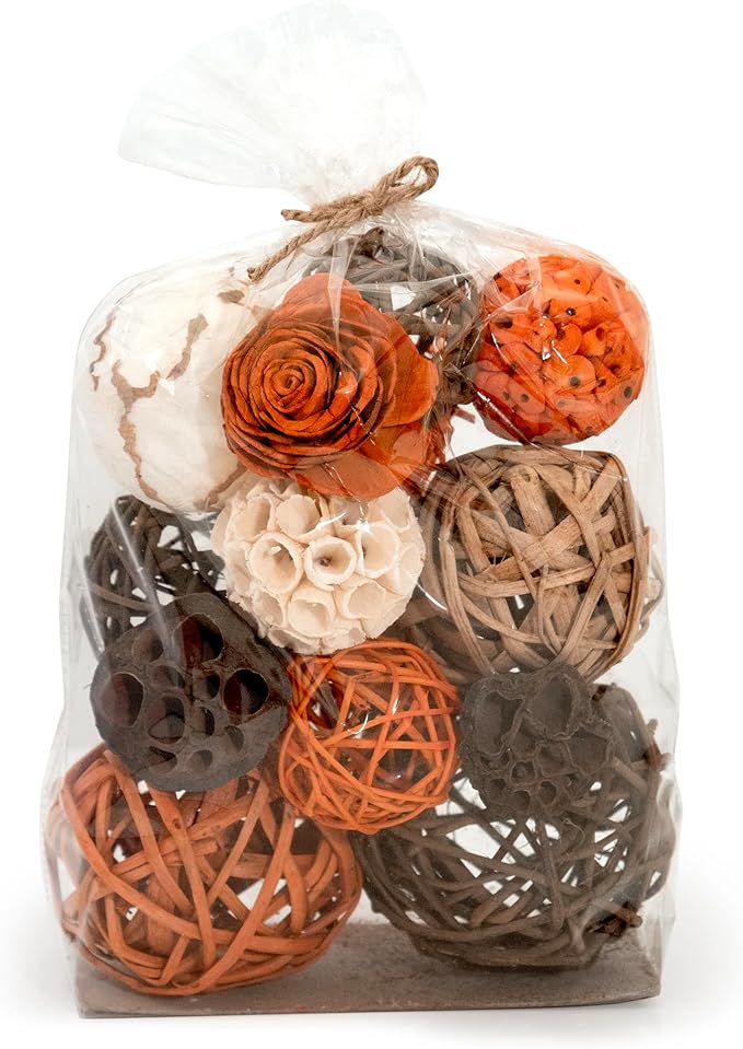ANDALUCA Large Decorative Vase Filler Bag with Orbs, Balls (Sunset Orange)-Ruum Studio Home