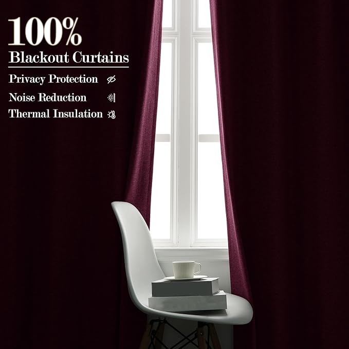 100% Blackout Linen Textured Drapes for Bedroom Pinch Pleated Curtains for Track System Portable Drapery for Sliding Glass Door/Storage/Space Room Divider, 70" Wx102 L, 1 PC, Lilac-Ruum Studio Home