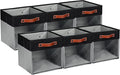 HNZIGE Cube Storage Bins 11 x 11, Fabric Cubes Storage Bins 11x11 Clear Storage Organizer,Canvas Storage Bin for Cube Storage, Cubby Collapsible Organizer Bin for Organizing Home(Gray Black 6PCS)-Ruum Studio Home