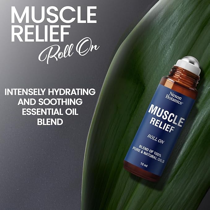 Muscle Relief Essential Oil Roll-On 10 ml - Pure Natural Blend for Sore Muscles, Aches & Recovery - Easy Roller for Athletes & Active Lifestyles - Nexon Botanics-Ruum Studio Home