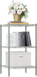 750 lbs 3-Shelf Storage Shelves Wire Shelving Unit Standing Metal Rack for Small Places Narrow Wire Rack for Bathroom, Green 13.8 D x 13.8" W x 25.5" H-Ruum Studio Home