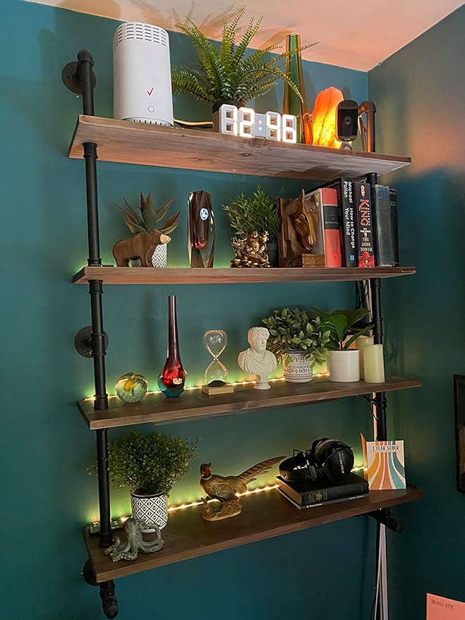 ROGMARS Floating Shelves for Wall,Solid Wood Shelves Industrial Pipe Shelving 36inch for Wall Decor,Kitchen,Living Room-Ruum Studio Home