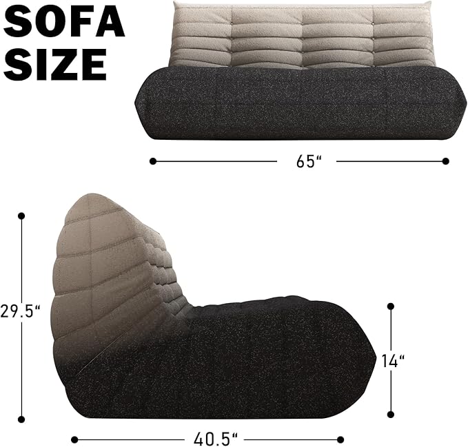 Bean Bag Chair, Oversized Fireside Chair Bean Bag Sofa Large Bean Bag Chair for Adults, 3 Seater Bean Bag Chairs for Teens with High Density Comfortable Foam, Bean Bag for Living Room(Black&White)-Ruum Studio Home
