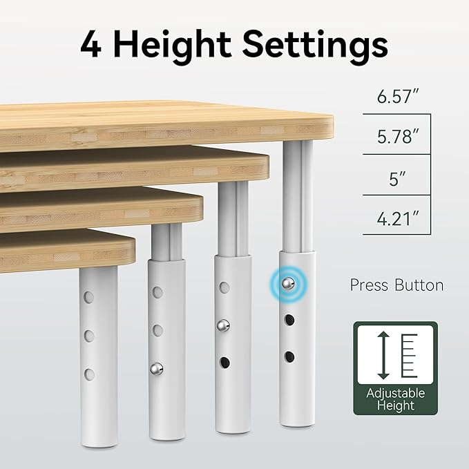 Cabinet Organizer Shelf, Spice Rack Set of 2 Kitchen Pantry Cupboard Shelves, Stackable, Height Adjustable, Natural Bamboo (11.7" W)-Ruum Studio Home
