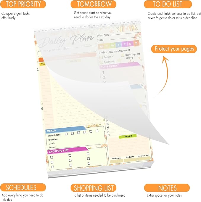Daily planner notepad - Undated Daily Planner 52 Sheets 8.5" X 11" Daily for To-Do Lists, Habit Tracking, Academic Scheduling, and Productivity Goals - Perfect for Work, Home, and Office Organization| Rainbows-Ruum Studio Home