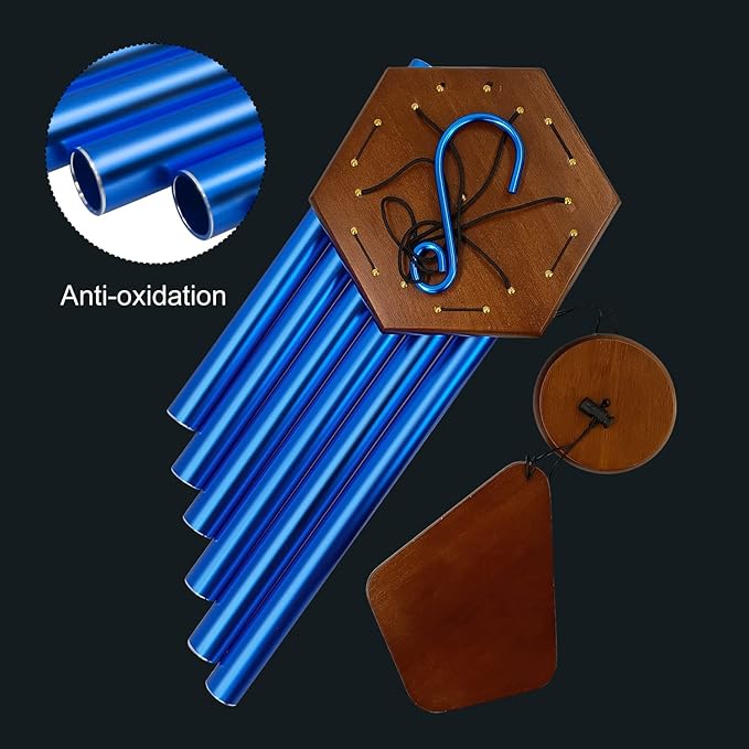 Wind Chimes for Outside, Windchime Outdoor with 6 Tuned Tubes, Elegant Chime for Garden Patio Decoration, Blue-Ruum Studio Home