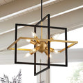 18.9'' Black Gold 8-Light Sputnik Chandelier Modern Industrial Adjustable Hanging Geometric Pendant Light Fixture for Entryway Foyer Stairway Hallway Bedroom Living Room Kitchen Island-Ruum Studio Home