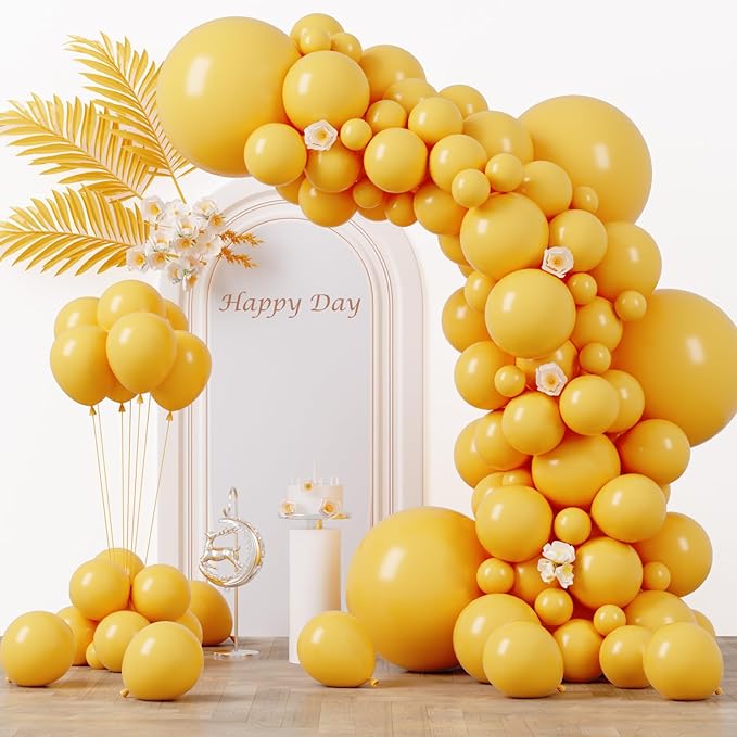 130pcs Mustard Yellow Balloons Different Sizes 18" 12" 10" 5" Lemon Yellow Latex Balloon Garland Arch Kit for Birthday Baby Shower Graduation Wedding Gender Reveal Party Decorations-Ruum Studio Home