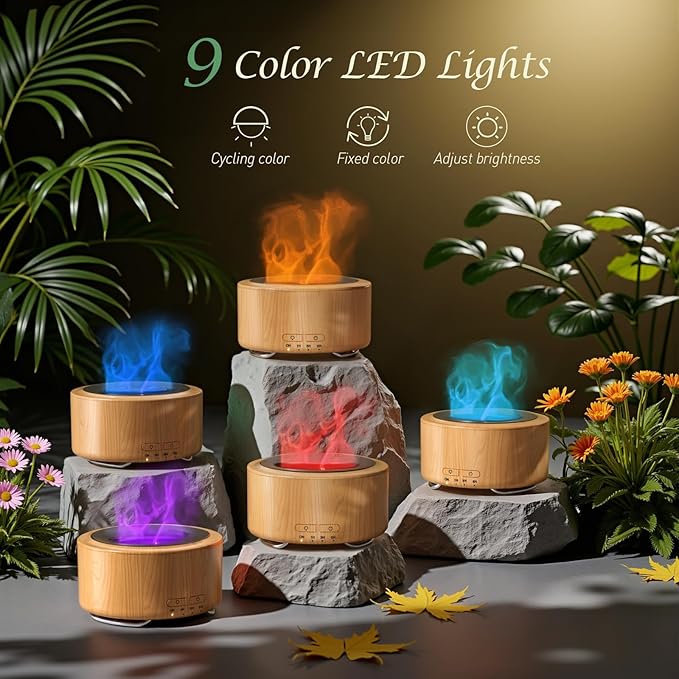 Essential Oil Diffuser for Home: 500ML Aroma Diffuser for Hotel Office Yoga Room - Humidifier with 9 Colors LED Night Light for Kids/Women Home Relaxation, Bright Yellow-Ruum Studio Home