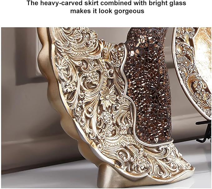 homary 3PCS Peacock Dancer Figurines Statue Vintage Romantic Resin Sculpture Set Decorative Ornaments for Office Desktop Bookshelf Decor, Gold-Ruum Studio Home