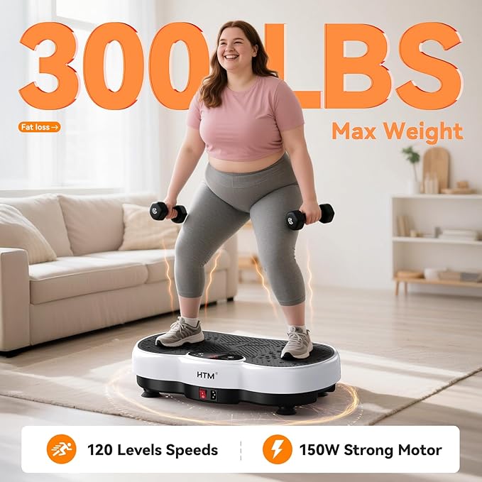 Vibration Plate Exercise Machine - 300 lbs Weight Capacity, 120 Speed Levels, 9 Workout Modes for Home Fitness, Muscle Toning & Weight Loss-Ruum Studio Home
