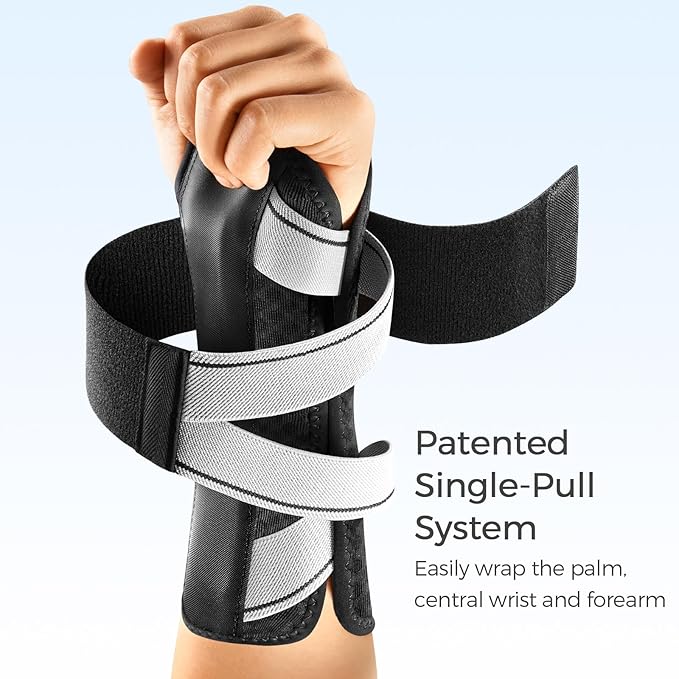 FREETOO Wrist Support Brace Left Hand for Tendonitis, Sprained Wrist, Strain, Pain Relief Wrist Splint for Carpal Tunnel, Arthritis, Wrist Immobilizer Fit Women and Men for Sleeping (S/M, Black/Grey)-Ruum Studio Home