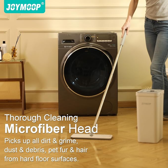 JOYMOOP Hands-Free Self-Cleaning Microfiber Mop and Bucket with Wringer Set for Home, Mops for Floor Cleaning and Wall Cleaner, Hardwood, Tile, Laminate, Vinyl Floors, Smooth Walls, and Glass Windows-Ruum Studio Home
