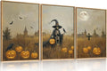 Celestdeco Halloween Ghost Reaper Framed Wall Art Set, Scary Witchy and Pumpkin Wall Decor, Horror Night Wall Painting, Full Moon Bats Art Prints for Living Room,Bedroom,Halloween Themed Party Decoration-16"×24"×3-Ruum Studio Home