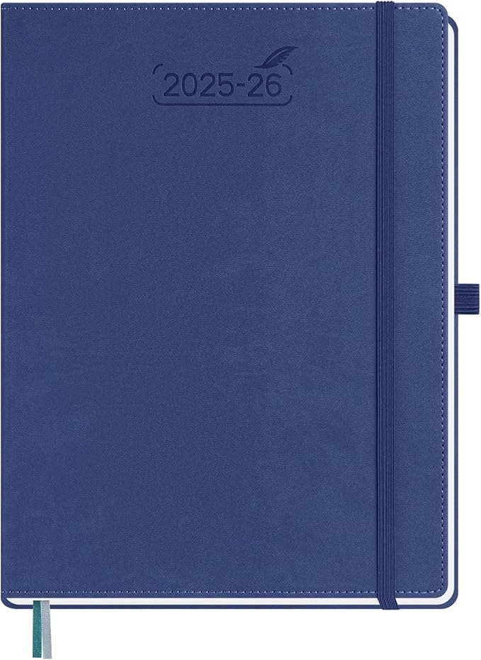 BEZEND Planner 2025-2026 Weekly and Monthly, 8.5" x 11" Academic Calendar (Jul 25-Dec 26) Vertical Daily Appointment with Hourly Timeslot & Monthly Tab, PU Leather Hardcover - Blueberry-Ruum Studio Home