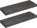 HOOBRO Floating Shelves for Wall, Wall Mounted Shelf Set of 2, 23.6" Hanging Shelf with Invisible Brackets, for Wall in Bathroom, Bedroom, Toilet, Kitchen, Living Room, Office, Charcoal Gray BC60BJ01-Ruum Studio Home