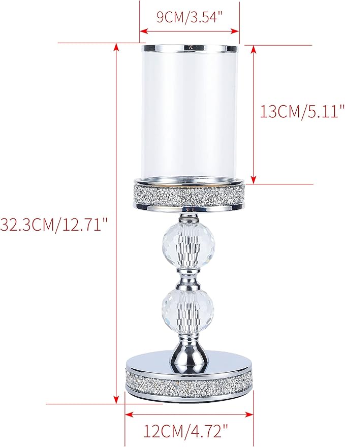 Candle Holders for Pillar Candle, Pillar Crystal Candle Holders, Candlesticks Holder for Wedding, Dining Coffee Table, Centerpieces, Home Decor CH00XM-Ruum Studio Home