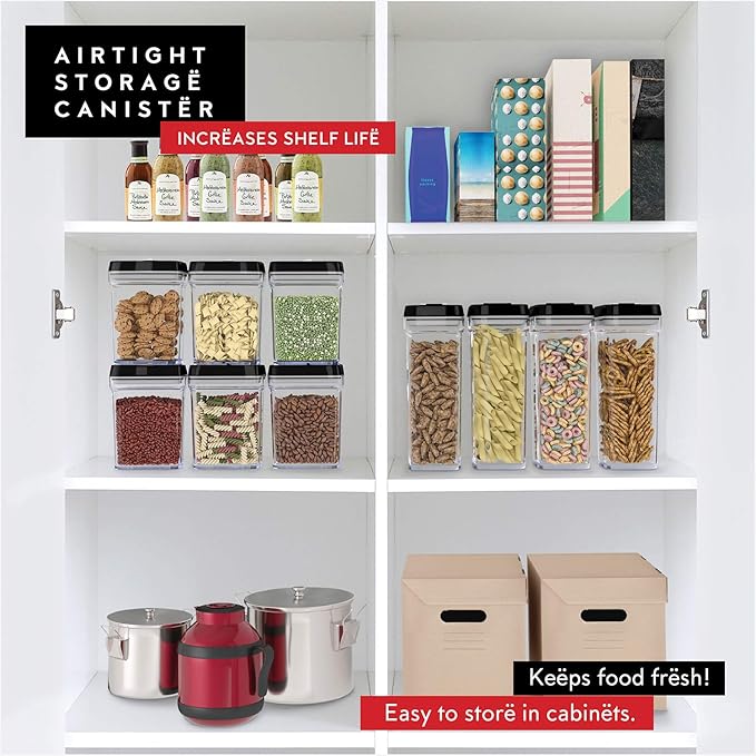DWËLLZA KITCHEN Airtight Food Storage Containers with Lids – 6 Piece Set Air Tight Kitchen Storage Containers for Pantry Organization and Storage - Clear Plastic BPA-Free - Keeps Food Fresh & Dry-Ruum Studio Home