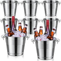 Amyhill 8 Pack Stainless Steel Ice Bucket 5.3 Quart/ 5 Liter with Handle Large Insulated Champagne Buckets Beer Bucket for Cocktail Bar Wine Parties Chilling Wine Champagne Home(Silver)-Ruum Studio Home