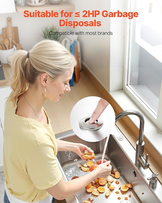 VEVOR Garbage Disposal Air Switch Kit, Dual Outlet Sink Top Air Switch for Food Waste Disposal, 2.5-inch Brushed Nickel Stainless Steel ON/OFF Air Push Button, Suitable for Stainless Steel Countertops-Ruum Studio Home