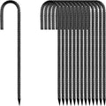 Rebar-Stakes-12-Inch, Ground Stakes Heavy Duty J-Hook Black Coated Anti-Rust Heavy Duty Ground Anchors for Garden Dog Fence Chicken Coop Christmas Decorations Deer Fence 20pcs-Ruum Studio Home