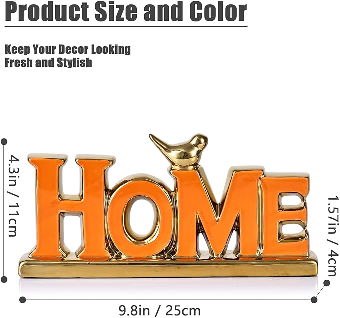 XMGZQ Love Sign Decoration,Orange and Gold Love Signs for Home Decor,Small Bird Sculpture Personalized Decor,Orange Style Figurine Decorative Ornaments for Living Room,Bedroom,Desktop,Cabinets-Ruum Studio Home
