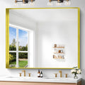 Gold Bathroom Mirror, 40x48 Inch Rectangular Framed Mirror, Large Wall Mounted Bathroom Vanity Mirror Over Sink for Bedroom,Restroom, Living Room, Hangs Vertically or Horizontally-Ruum Studio Home
