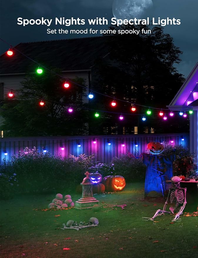 Govee Smart Outdoor String Lights 2, 48ft Outdoor Lights with Dimmable Warm White LED Bulbs, 47 Scene Modes for Patio, Backyard, Balcony, IP65 Waterproof, Works with Alexa, App Control-Ruum Studio Home