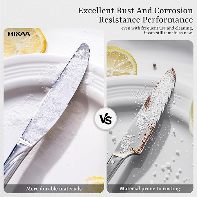 HIKAA Wave Design Silverware Set Service for 6, 30-Piece Artistic Stainless Steel Flatware Set with Fibonacci Pattern, Heavy Duty Mirror Polished Cutlery Set-Ruum Studio Home