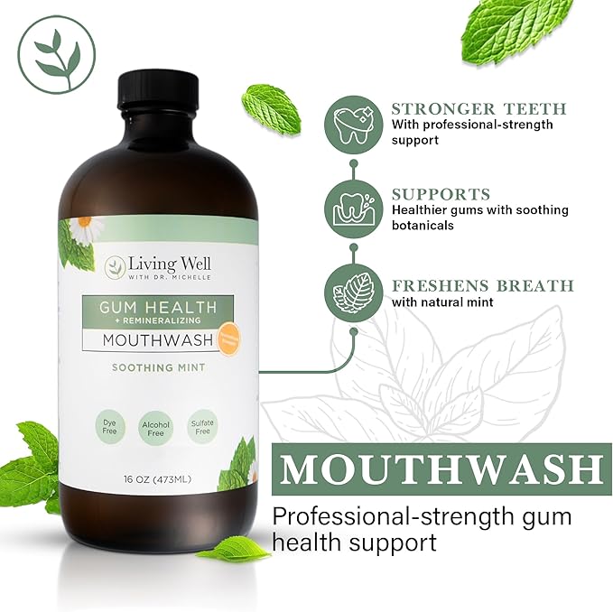 Remineralizing + Gum Health Mouthwash – Soothing Mint | Hydroxyapatite, Colloidal Silver | Alcohol-Free, Fluoride-Free, Fresh Breath Support-Ruum Studio Home