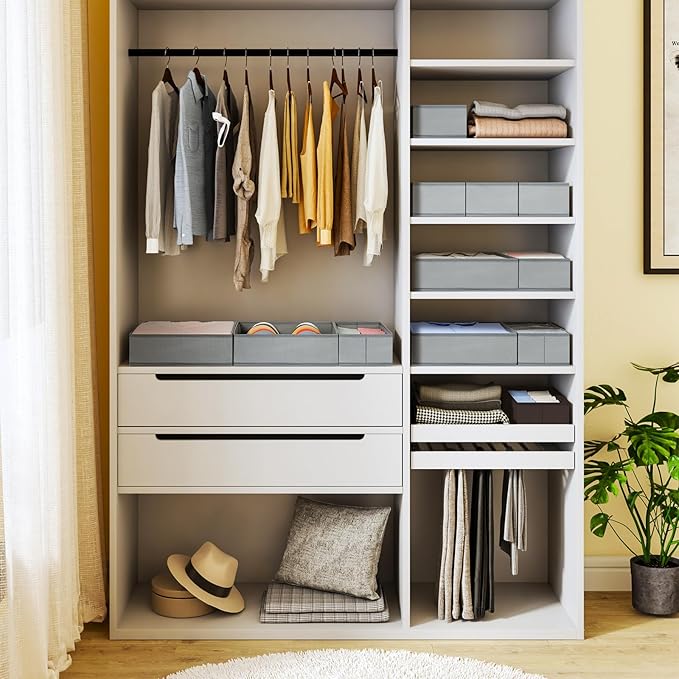 DIMJ Drawer Organizer 15 Pack - Foldable Baby Clothes Storage & Dresser Organizer for Nursery, Bedroom, Closet - Nursery Organization Dresser Dividers for underwear, Sock,Bra, Belt, Tie, Gray-Ruum Studio Home
